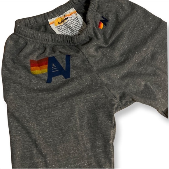 SALE NWOT Aviator Nation Logo Crew Sweatshirt & Sweatpants in Heather Grey SET - Picture 4 of 5
